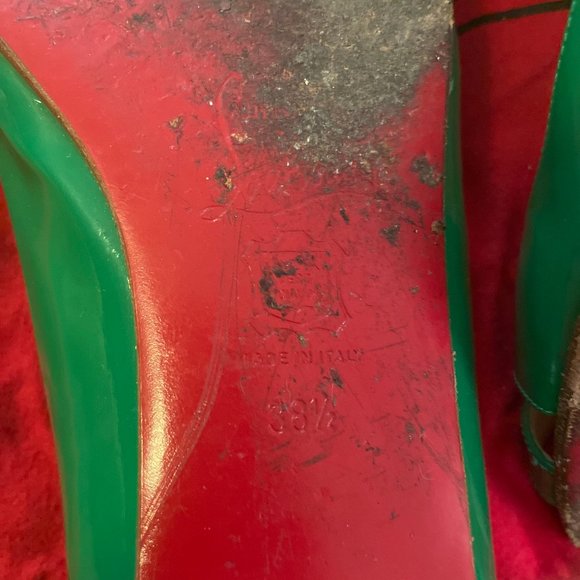 Christian Louboutin - Green Patent - peep toe flats - sz 38.5 - AUTHENTIC - Picture 3 of 7